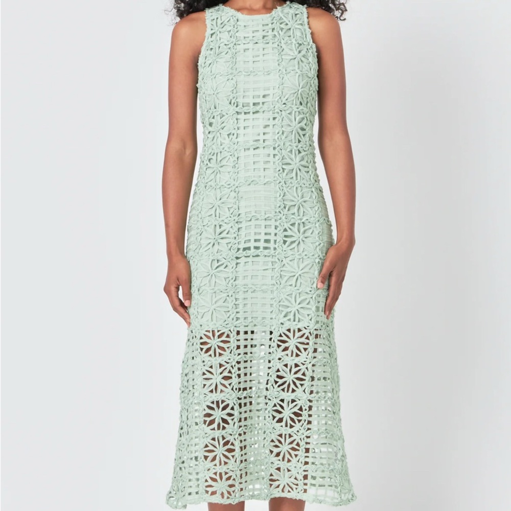 Endless Rose Green Textured Sleeveless Maxi Dress